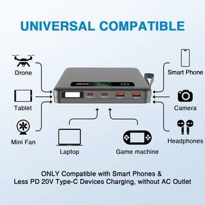 ไฟฉาย LED ฉุกเฉินใช้ในอาคารกลางแจ้งแหล่งจ่ายไฟ40000mAh 148WH 20V 5A USB QC 18W แล็ปท็อปชาร์จเร็<span class=keywords><strong>ว</strong></span> - Product Image 4