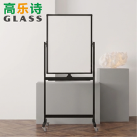 Tableau blanc magnétique réversible double face effaçable à sec avec support F255, ensemble de tableau effaçable à sec sans traces pour bureau, noir/blanc