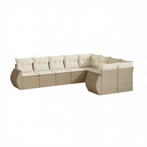 Conjunto de Sofás de Jardín de Ratán Beige para 6 Personas, Muebles de Exterior Resistentes a la Intemperie, Diseño Contemporáneo - Product Image 1