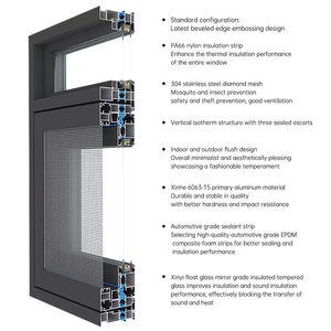 Ventanas oscilobatientes de aluminio con <span class=keywords><strong>mosquitera</strong></span>, diseño <span class=keywords><strong>oscilobatiente</strong></span> <span class=keywords><strong>para</strong></span> casa, villa, cocina, sala de estar - Product Image 4