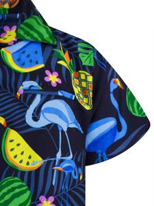 Hawaiian <strong>Shirt</strong> for <strong>Men</strong> <strong>Funky</strong> Casual Button Down Short Sleeve Custom Hawaiian <strong>Shirt</strong> Very Loud Unisex Flamingos Watermelon - Product Image 3