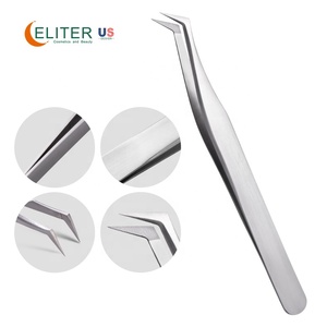 ELITER Ensemble de pinces à sourcils droites de haute qualité à pointe oblique <span class=keywords><strong>Pince</strong></span> à sourcils en acier inoxydable - Product Image 1