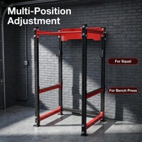 Rack de Squat Robuste en Fer Multi-Positions Réglable pour Entraînement de Puissance, Cage de Squat pour la Maison, la Salle de Sport et le Studio Commercial, pour Jambes et Dos