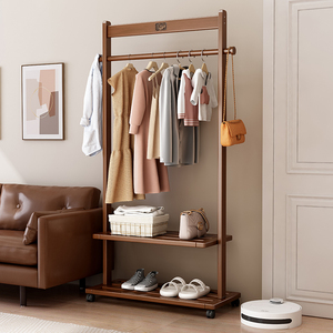 Perchero moderno de madera maciza de una sola barra para interiores y exteriores, muebles para el hogar para secar ropa con almacenamiento independiente, diseño elegante - Product Image 6