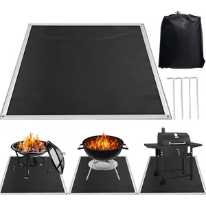 Customized Bbq Fire Pit Grill Mat Silicon Coating Fireproof Mat for Under Fire Pit
