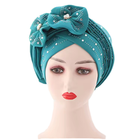 Nouveau design – Turban pour femme avec strass, voile de mariée orné de fleurs et de perles, châle musulman chaud pour l'hiver – Livraison gratuite