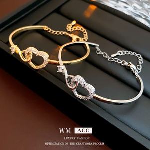 Trendy Casual Elegant High-End Luxury <b>Bracelet</b> for Women Zircon Heartcut Bezel Setting Easy Match Anniversary Buddhist Style - Product Image 1