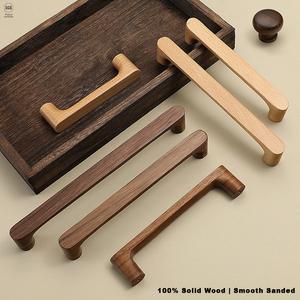 Poignées <span class=keywords><strong>de</strong></span> meubles en bois <span class=keywords><strong>de</strong></span> noyer massif pour armoire <span class=keywords><strong>de</strong></span> cuisine, commode et tiroirs <span class=keywords><strong>de</strong></span> style Japandi nordique - Product Image 1