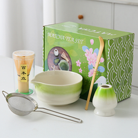Kit de préparation de matcha premium, 5 pièces d'outils pour la cérémonie du thé japonaise, bol en céramique et accessoires en bambou pour le matcha, pour un usage quotidien