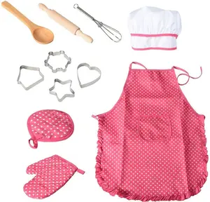 带围裙和帽子的儿童烹饪套装，女孩和男孩的儿童烘焙套装