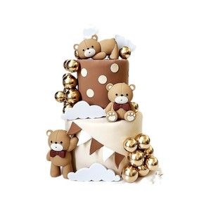 อุปกรณ์ตกแต่งเค้กบอลลูนรูปหมีสีน้ำตาลสำหรับงานปาร์ตี้เด็ก คริสต์มาส และงานรับปริญญา - Product Image 3