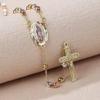 Collier de perles de chapelet catholique avec zircon avec saint saint michel/christopher/vierge marie/saint benoît