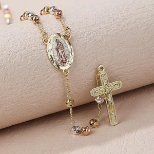 Collier de perles de chapelet catholique avec zircon avec saint saint michel/christopher/vierge <span class=keywords><strong>marie</strong></span>/saint benoît - Product Image 2
