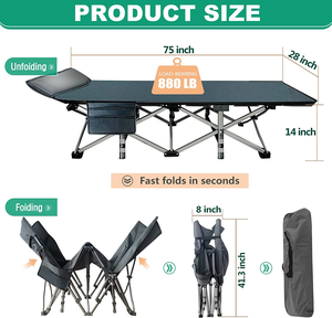 Tùy Chỉnh Chất Lượng Cao Plegable Di Động Ngoài Trời Du Lịch Vườn Hai Lớp Oxford Cắm Trại Lều Cot Duy Nhất Sang Trọng Gấp Giường - Product Image 4
