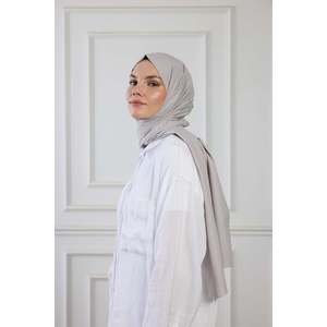 Autumn Winter Spring Summer Pure Cotton Headscarf Silver <b>Grey</b> Long Style with Printed Pattern for Muslims - Product Image 2