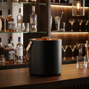Stainless Steel Copper Double Wall Ice Bucket Barware Set with Tongs <b>Peg</b> Measure Ice Scoop and Cocktail Shaker - Product Image 4