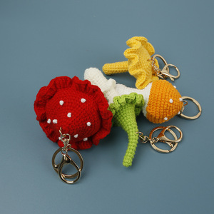 Cute <b>Handmade</b> Crochet 3D Mushroom Keychain Yarn Woven Amigurumi Vegetable <b>Doll</b> Bag Charm Pendant Gift Wholesale - Product Image 3