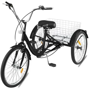 למבוגרים trycycle 36 ''7 מהירות 3 גלגלים trike קניות אופני עם סל