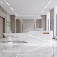 Comptoir de réception pliable en MDF de luxe moderne avec logo personnalisé pour bureau/salon/hôtel/école/hôpital