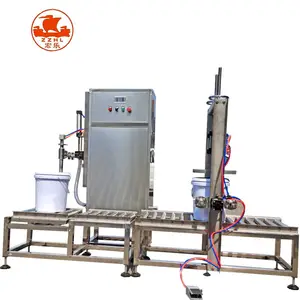 Liquid Soup Filling Machine 5000 Ml 4 Nozzle Paint Bucket High Viscosity Glue Liquid Filling Machine With Capping And Labelling