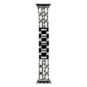 Correa de cadena de correa de reloj de acero inoxidable de lujo de vaquero para Apple Watch 7 41mm 45mm correa de Metal para Iwatch Series Band - Product Image 2