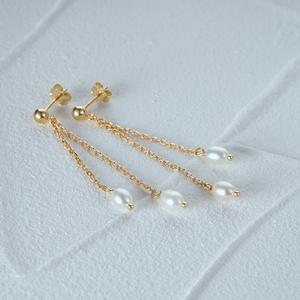 Boucles d'oreilles minimalistes CANNER plaquées or 18 carats avec perles, bijoux fantaisie, imitation perle, double pompon, pour femmes - Product Image 6