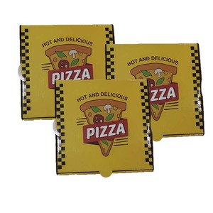 Vente en gros de boîte en carton ondulé de 6 / 8 / 10 / 12 / 13 pouces boîte à pizza carrée jaune en bois imprimée personnalisée avec tiroirs - Product Image 6