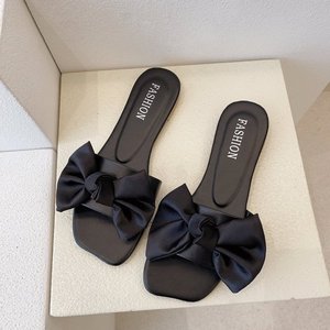 Nouveautés - Sandales tongs pour femmes avec décoration en forme de nœud, en PVC antidérapant, à bout carré - Product Image 5