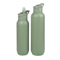 Bouteille d'eau sport portable d'extérieur en acier inoxydable 304, tasse à paille isotherme à double paroi sous vide, isolation thermique 12-24 heures