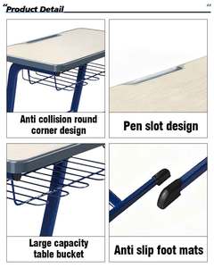 Chất lượng cao Thiết kế hiện đại thép trường học đồ nội thất lớp học-chiều cao có thể điều chỉnh thương mại sinh viên bàn ghế đặt cho các tổ chức - Product Image 6