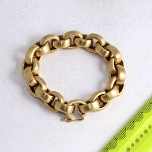 สร้อยข้อมือผู้ชายแบบหนา โซ่ทองเหลืองดิบ ทรงกลม ทันสมัย ขายส่ง - Product Image 1