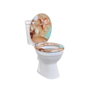 Abattant de toilettes en MDF imprimé sur mesure, à fermeture douce, avec charnières en alliage de zinc, design marbre, pour salle de bain - Product Image 4