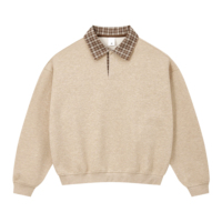 Vente en gros usine : Sweat-shirt Streetwear Oversize à double revers, en fil teint et effet slub, avec logo personnalisé brodé et sérigraphié, couleur Or brume