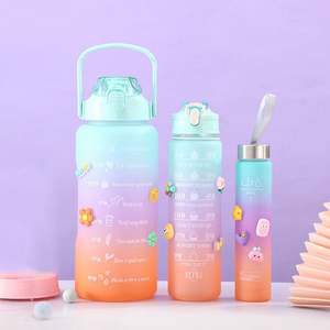 Nouveautés 2026 : Bouteille d'eau en plastique dégradée de 2L (2000ml) avec rappel de consommation, lot de 3 pièces - Product Image 4