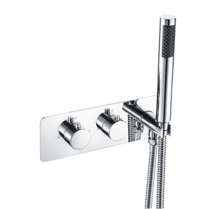 Rundes Twin verdecktes Mixer-Dusch set Thermostat isches Regen dusch system mit Hands atz Einhand-Messing ventil kern für Hotels - Product Image 4