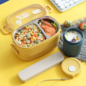 Eco friendly portable children bpa free lunch box multi-layer kids school stainless steel bento lunch box with bag set