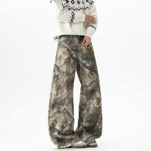 Vente en gros transfrontalière, style rétro américain, léger, camouflage à motifs de branches, broderie de lettres unisexe, coupe droite ample, bas de gamme, streetwear - Product Image 4