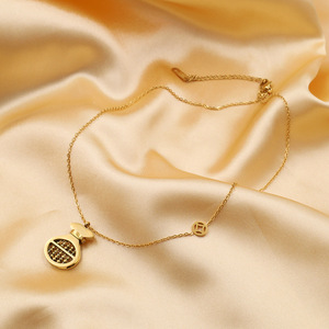 Korean Style Abacus Money Bag Necklace 18k Gold Plated Zinc Alloy Chain For Women Gift Jewelry - Product Image 3