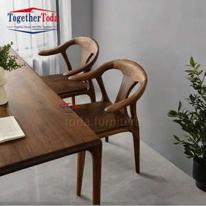 Chaise en bois massif durable avec dossier stable, couleur bois naturel, structure en bois de caoutchouc, noyer noir, chaise à bec de canard - Product Image 5