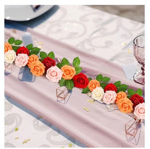 Vendi foglie di rosa artificiali decorazioni fai da te fatte a mano foglie verdi calde finte foglie di rosa sfuse a - Product Image 6
