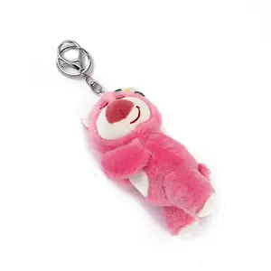 Cute Sleeping Face Belly Strawberry Bear Plush Doll Keyring Bear Pendant Keychain Bag Pendant