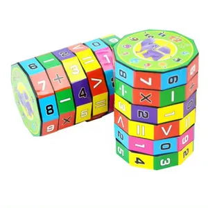 Mainan pendidikan anak puzzle Montessori, mainan anak puzzle komputasi nomor, mainan kubus matematika ajaib Digital silinder