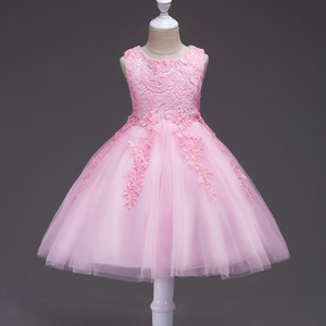 Girls' Red Lace Tulle Dress A-Line Scoop Neck Flower Girl Performance Wear - Product Image 4