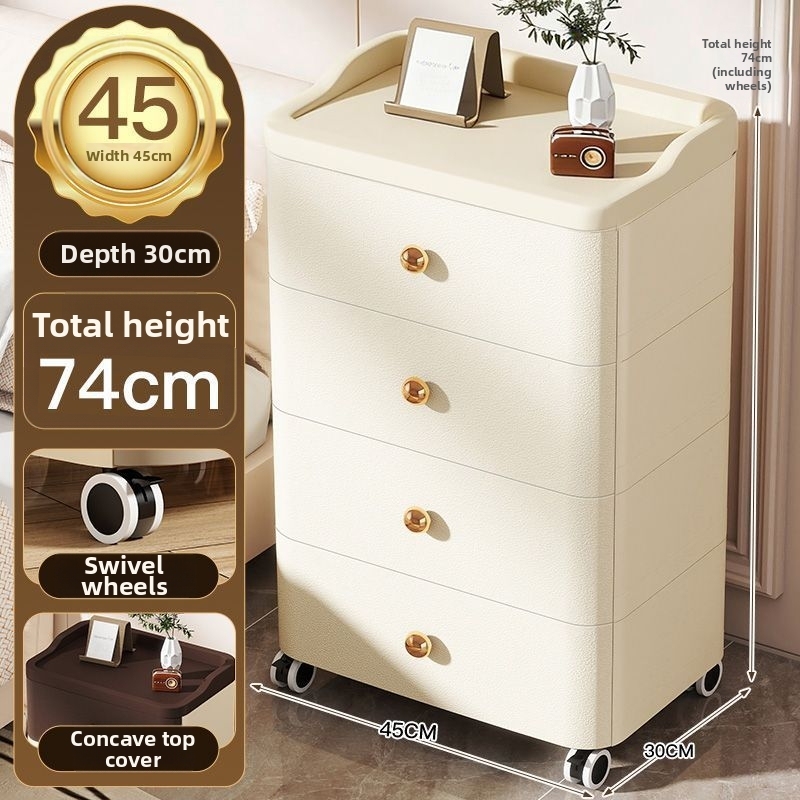 45-sided wide drawer cabinet 4 layers-milk white