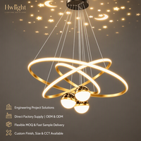 Lustre LED Postmoderne Ciel Étoilé, Suspension Anneau Dimmable, Lampes Suspendues pour Villa, Hall d'Hôtel, Projet Duplex