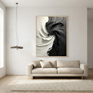 Cuadro Moderno de Naturaleza Muerta Abstracta en Blanco y Negro, Arte Decorativo Enmarcado para Colgar en la Pared, Lienzo Pintado a Mano con Técnica Mixta de Óleo, Personalizado - Product Image 1