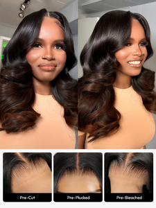 Marrone castagna per Ombre taglio a strati brasiliano parrucche senza colla pizzo trasparente HD pizzo davanti per le donne Ready Go parrucche - Product Image 4