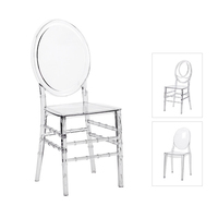 Chaise Chiavari transparente en acrylique transparente à dossier rond empilable pour mariage, banquet, hôtel, événement