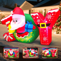 Guirlande gonflable JOY de 7 pieds avec Père Noël, cloche, boîte cadeau et lumière LED pour la décoration de jardin, pelouse, maison, fête de Noël en extérieur
