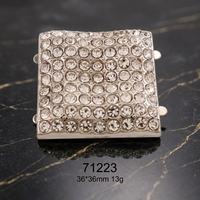 Boucles de chaussures carrées en alliage de zinc avec logo personnalisé, strass et zircon argenté, accessoires pour mocassins et sandales